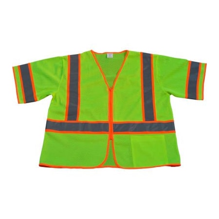 Petra Roc Inc Petra Roc Two Tone DOT Vest, ANSI Class 3, Zipper Closure, Polyester Mesh, Lime/Orange, L/XL LVM3-CB1-EC-L/XL